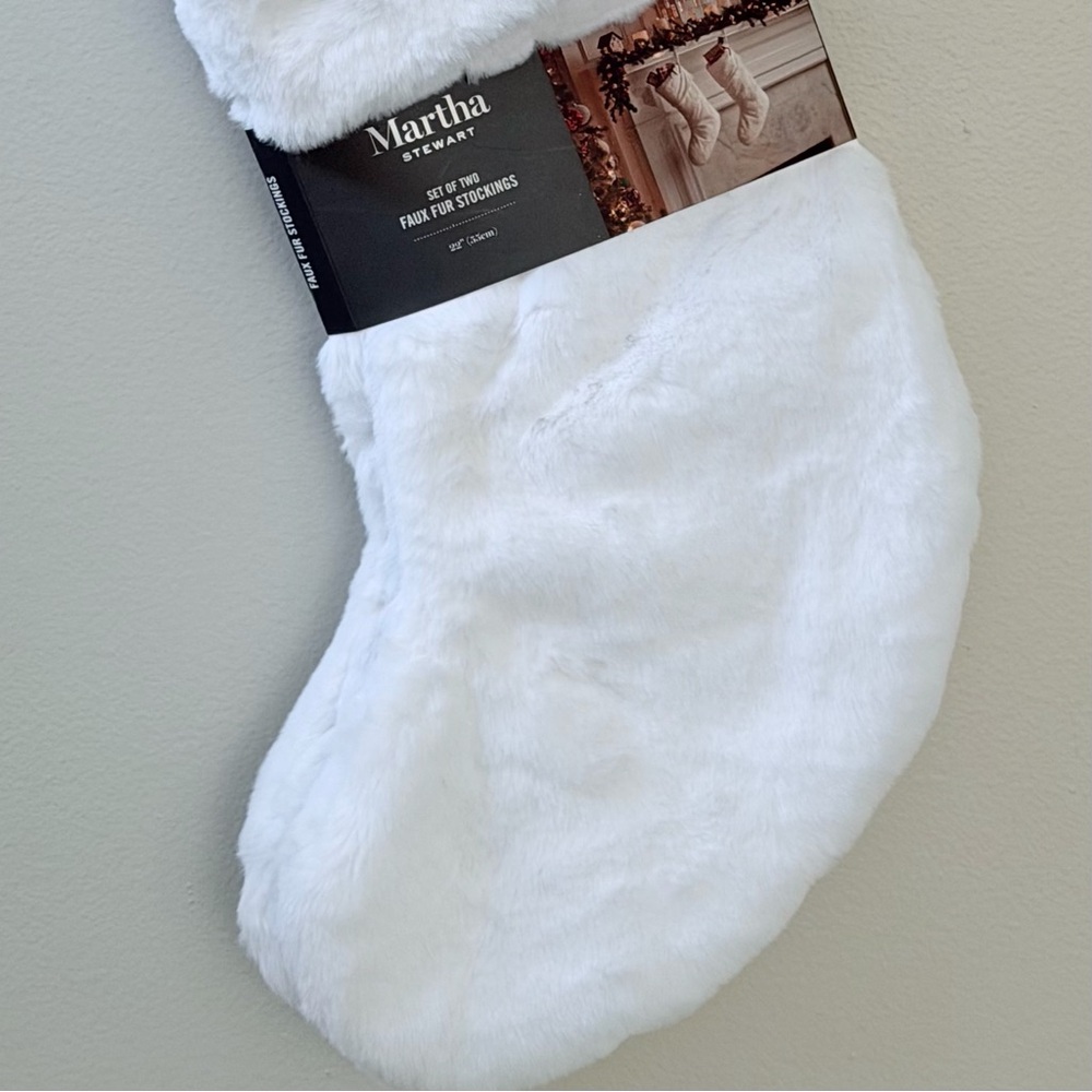 Martha Stewart Soft White Faux Fur Stockings - Picture 7 of 7